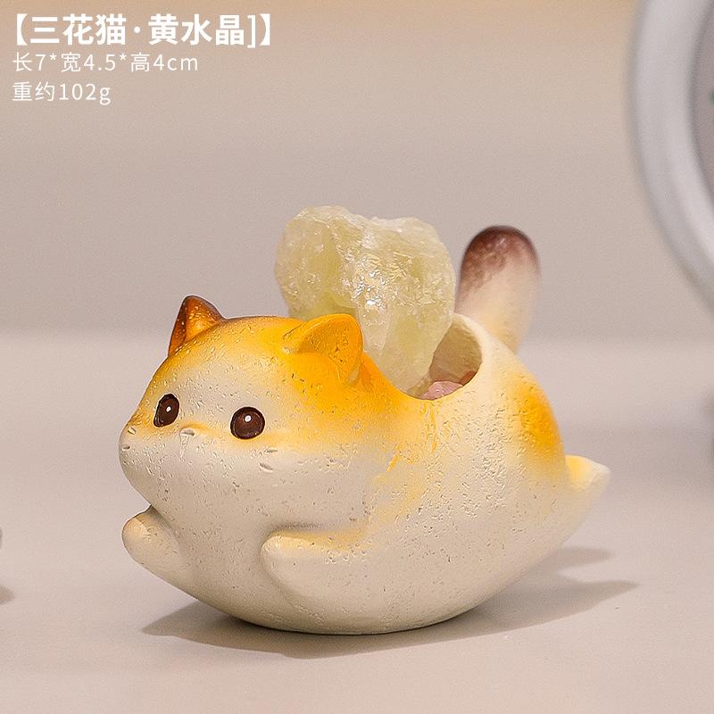 

Cartoon Cat Crystal Crafts Small Ornament Cute Desktop Decoration Stress Relief Figurine for Home Office Gift Desktop Ornament