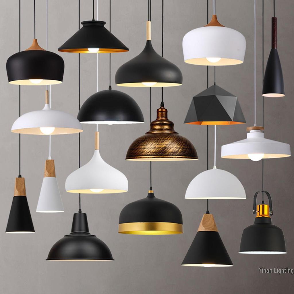 Modern Nordic Single-Head Pendant Light for Hotels, Bars, and Restaurants - Industrial Retro Style Lampshade.