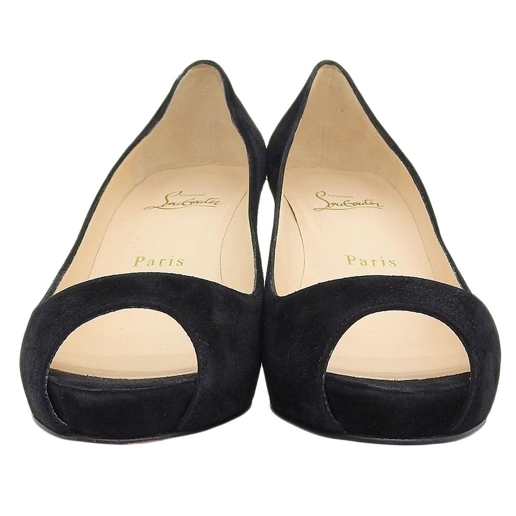 Excellent Christian Louboutin Open-toe pumps black Suede leather Women 37.5 Used