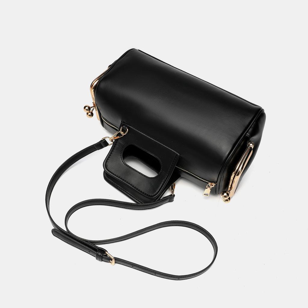 High Texture Retro Side Clip Design Pillow Bag Fashion Light Luxury Women'S Handbag Commuter Shoulder Messenger Bag
