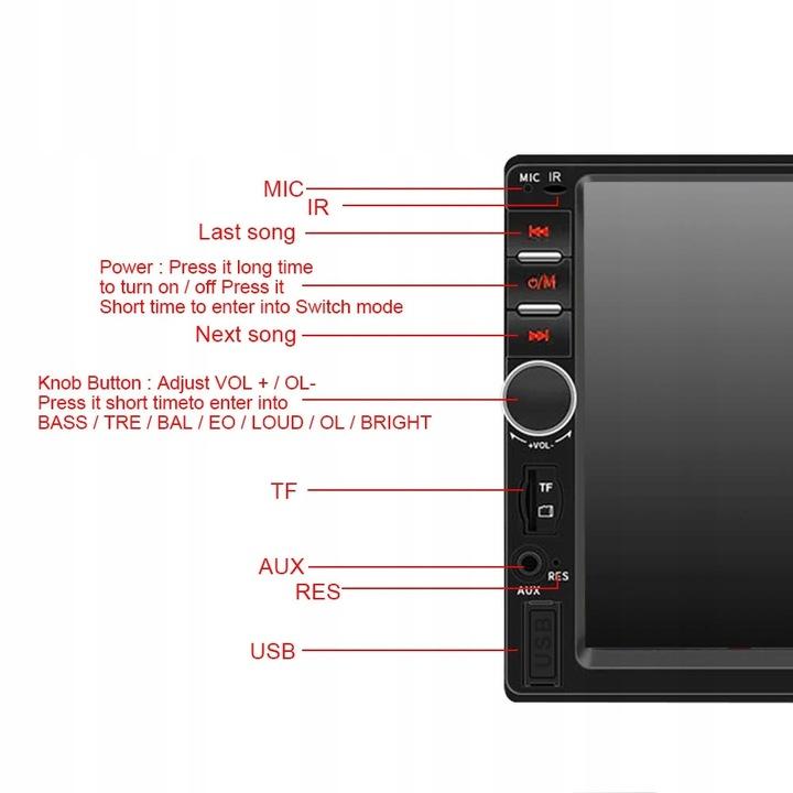 Z Całym Zestawem Stylu Radio Samochodowe 7018B 7'' 2Din Fm Bluetooth Mp5