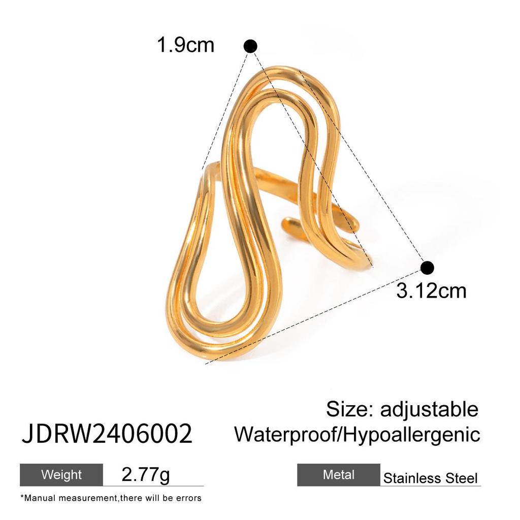 Jieding Stainless Steel Exaggerated Ring - High-end Irregular Design for Women, European and American Style