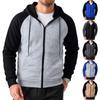 Men's Casual Color Block Zip-Up Hoodie