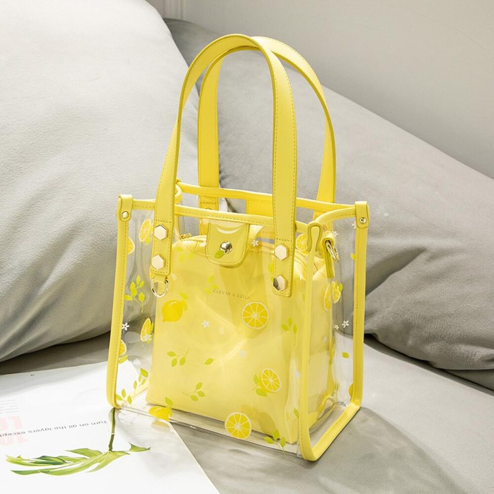Women's Bag 2023 new niche design Laser transparent Jelly bag Portable commuter Tote bag length 21.5cm high 21.5cm wide 13cm