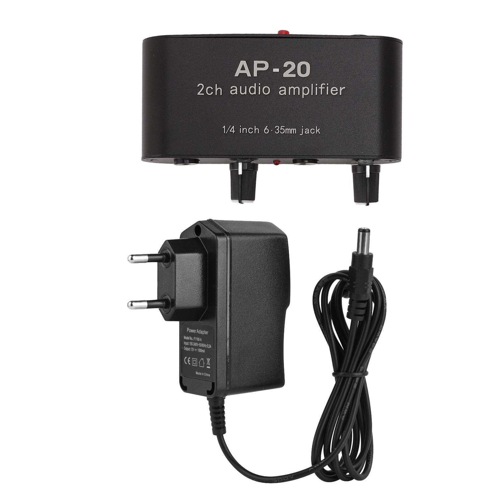 

2-канальный усилитель звука, профессиональный баланс, 6,35 мм, стерео HiFi цифровой усилитель для микрофона гарнитуры EU Plug