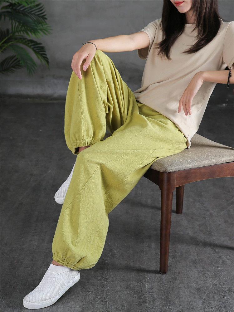 2021 Summer Breathable Cotton-Linen Anti-Mosquito Lantern Pants