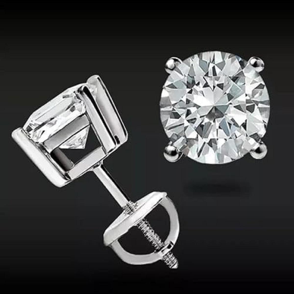 

Jewels Prim 1.50 Ct Round Cut Diamond Stud Earrings 14K White Gold Screw Back Earrings For Women s Regular Wear 15MM серебряный