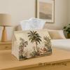 1pc Tropical Palm Tree Tissue Box & Napkin Holder - Durable Polyester Fabric Dispenser with Palm Suitable for Home, Car, Party Decor, & Tabletop - Pal