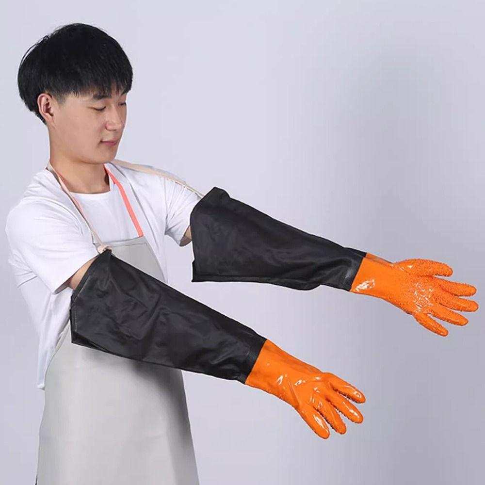 Non-Slip Rubber Work Gloves 70cm Drain Cleaning Gloves Long Rubber Gloves  Drain Cleaning
