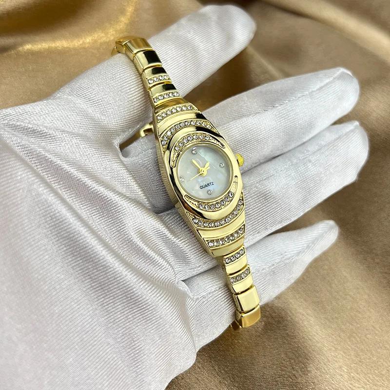 Eleganta Damklockor Mode Strass Dam Quartzklocka Armband Armbandsur Reloj Mujer