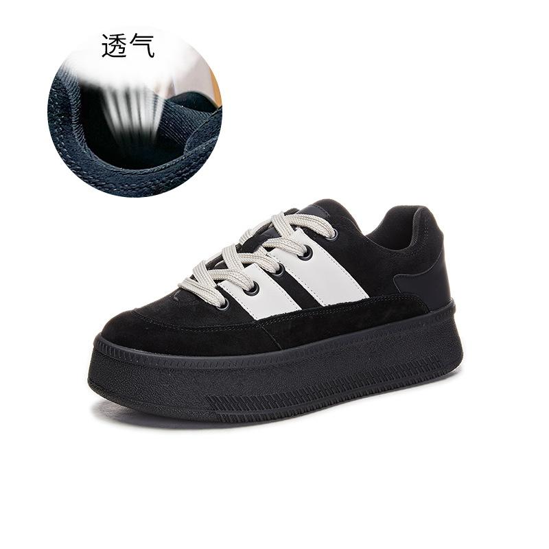 Leather Little White Shoes Women's 2025 Spring New Shoes Women's Board Shoes Casual Versatile Bread Shoes Platform Retro Women's Shoes