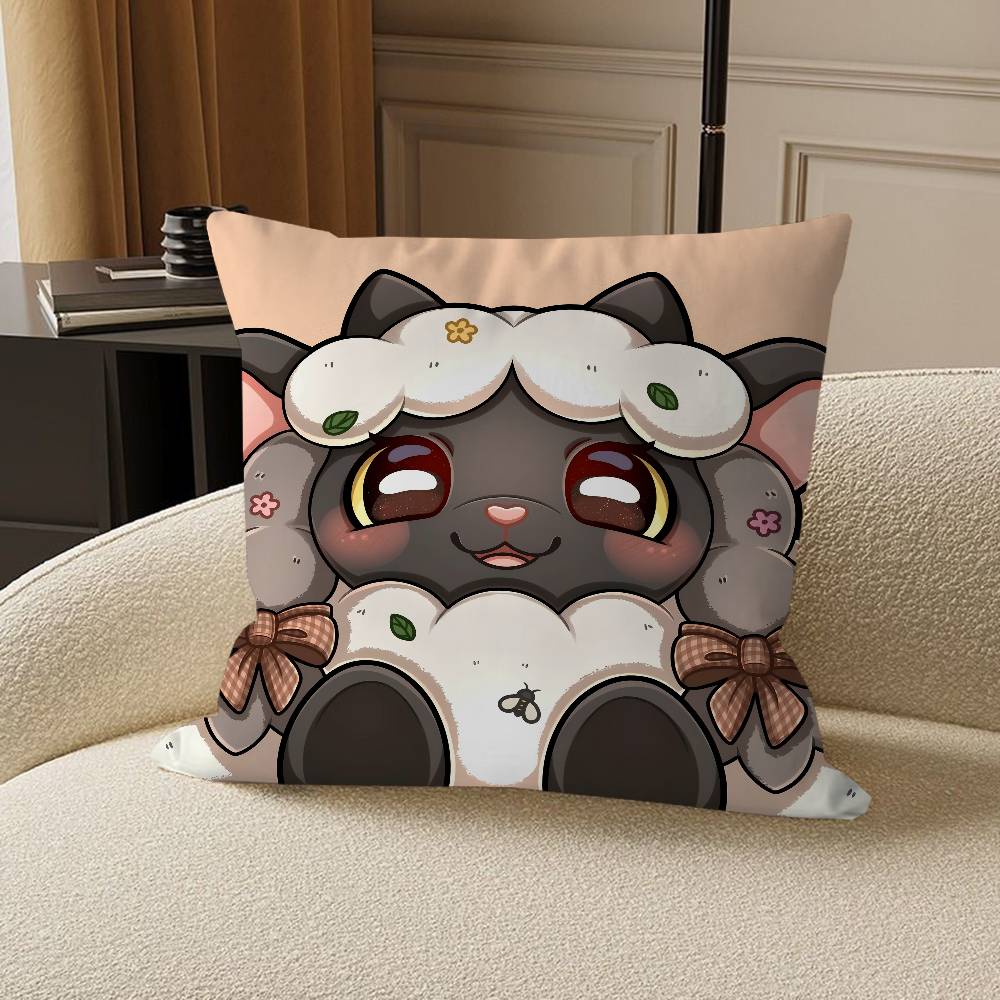 W-Wooloo Cute Sheep Pillow Covers Cartoon Sofa Decorative Home Double-sided Printing Short Plush Cute Cushion Cover