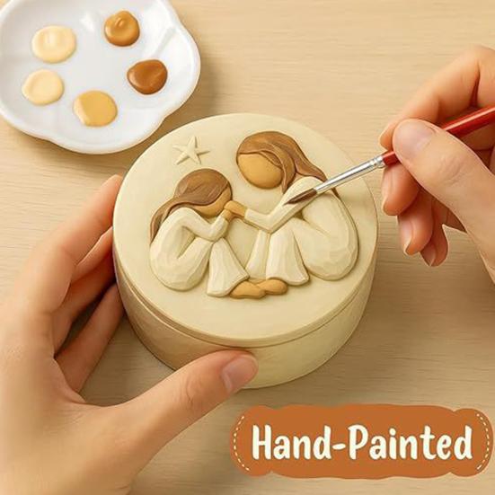 Yousheng Forever Friends Resin Keepsake Box Hand-Painted Friendship Gift Box Mother Daughter Jewelry Storage Box Women Friends Gift