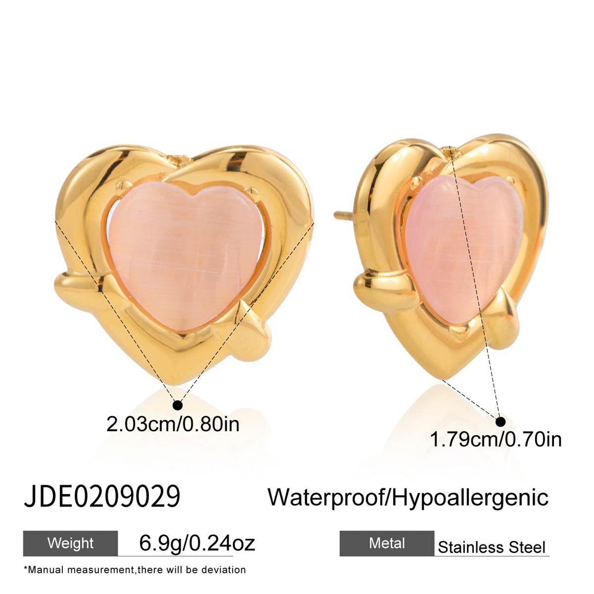 Niche high-end pink opal love stud earrings jewelry