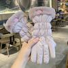 Ski Gloves Women Winter Fleece Thickened Warm Plush Cotton Waterproof Touch-Screen Gloves For Outdoor Riding Mountaineering