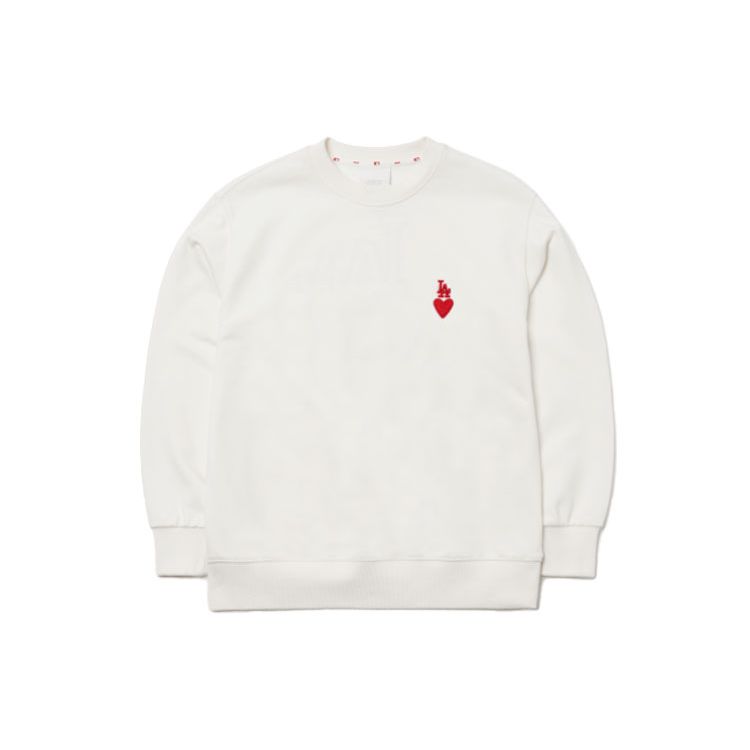 MLB Los Angeles Dodgers FW21 Logo Pattern Loose Fit Crewneck Sweatshirt Unisex Sweatshirt White 3AMTH0314-07IVS