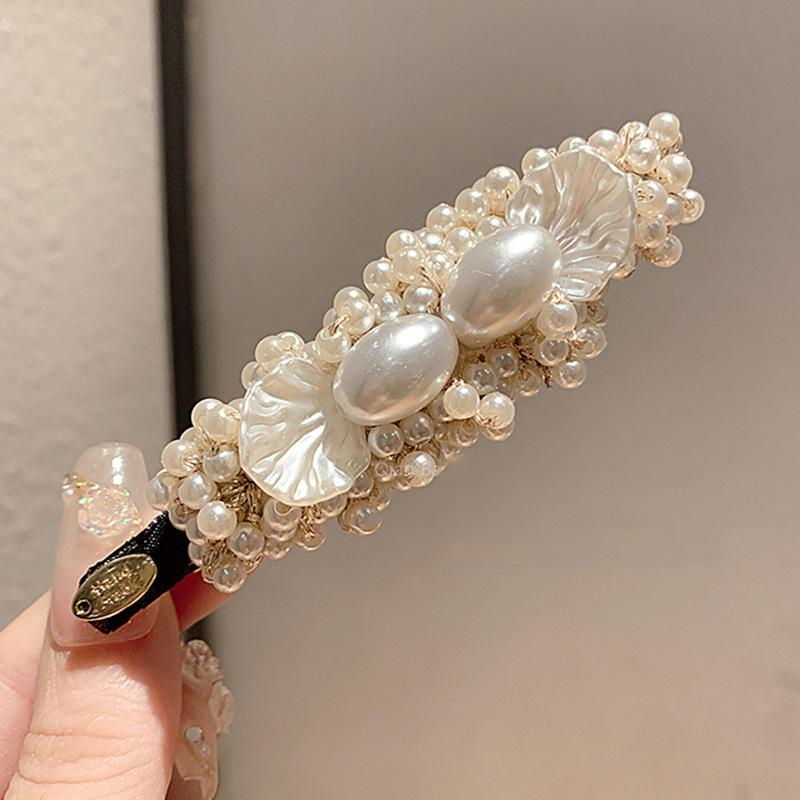 Mode Xiaoxiangfeng Perlenblüten-Haarnadel Frisches und Süßes Design Haarnadel Hinterkopf-Wicklung Entenschnabel-Klammer Haarschmuck Damen
