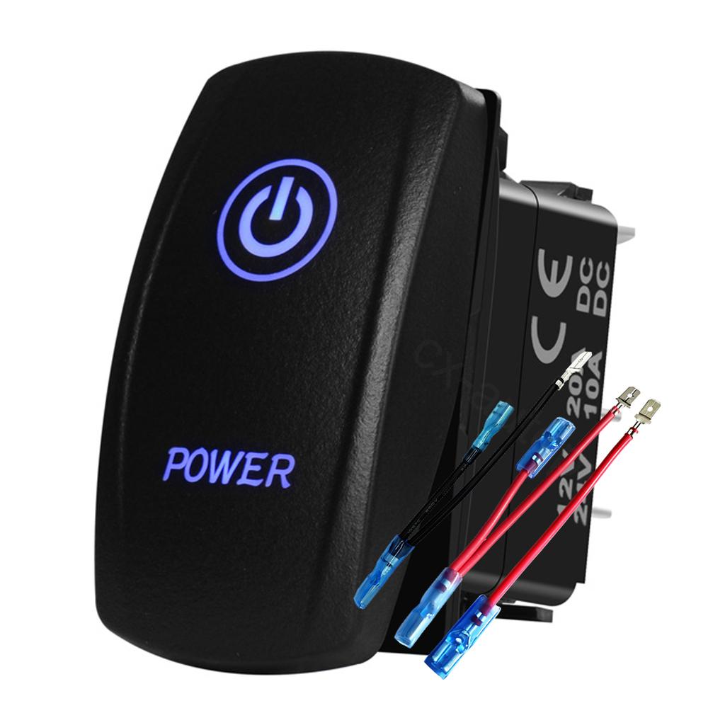 12V 24V Boat Trim Tabs Switch (ON)-OFF-(ON) Momentary Rocker Switch Waterproof Blue Light ON-OFF Toggle Switch With Harness Switches4