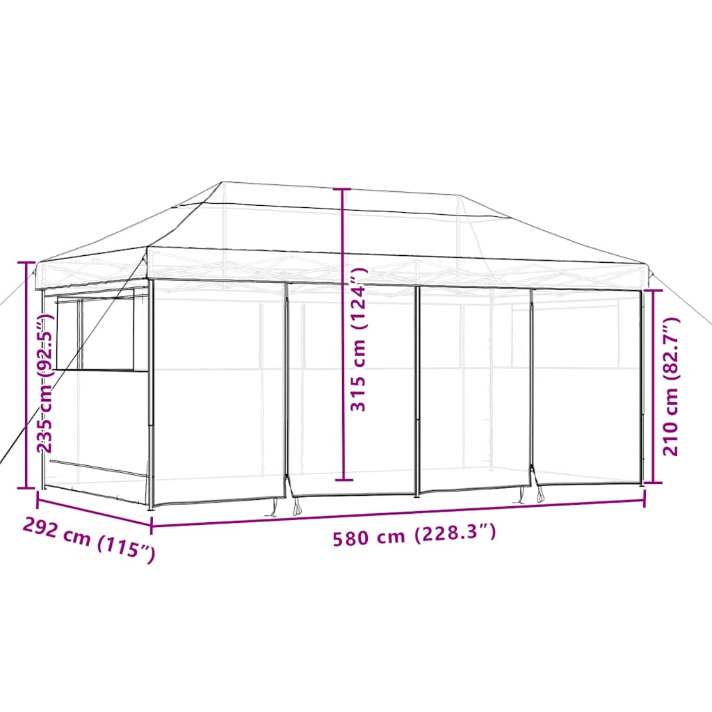 Pop Up Party Tent Foldable with 4 Side Panels Green