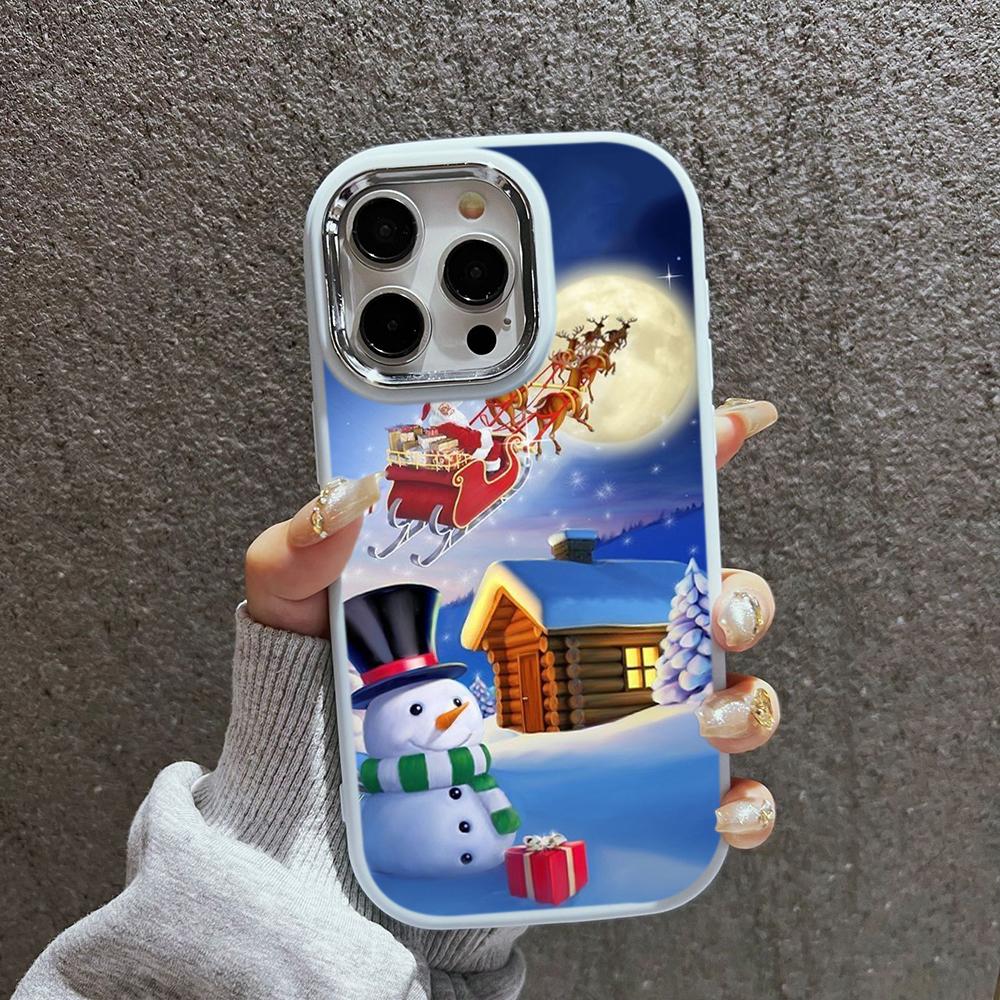 N103 Neujahr Frohe Weihnachten Design Art Weiche Telefonhüllen für iPhone 16 Pro Xiaomi 11 Lite Redmi 13C Note 11s Plating Rahmen Kameraschutz Rückseite
