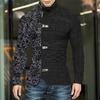 Maglione invernale da uomo, cappotto con maniche lunghe asimmetriche abbinate, collo alto, vestibilità slim, caldo maglione lavorato a maglia per proteggere il collo, maglione autunnale per ufficio