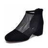 Round head mesh single shoes women's black mesh shoes two kinds of height fashion shoes simple temperament high heels