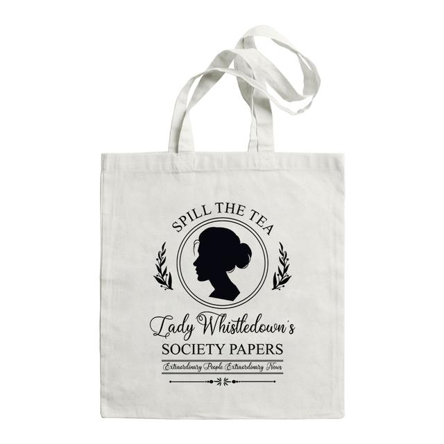 

Женская рубашка «Проливай чай», женская рубашка Whistledown s Bridgerton с графикой, сумка из телесериала, сумки на плечо, повседневная женская холщовая сумка для покупок 29*32cm