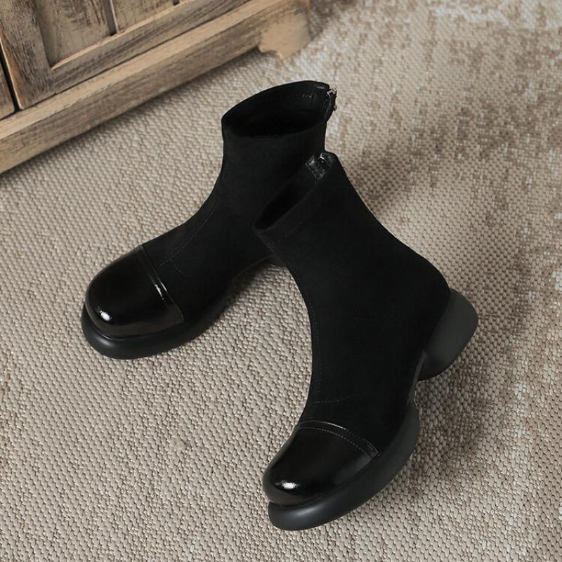 

Осенне-зимние ботинки Мартин на толстой подошве, женские нескользящие женские ботинки больших размеров, замшевые ботинки с круглым носком, кожаные ботинки, женские на низком каблуке, удобные, средние 39 чёрный