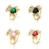 Colored Crystal Heart-shaped Opening Adjustable Ring Handmade Jewelry Party Gift