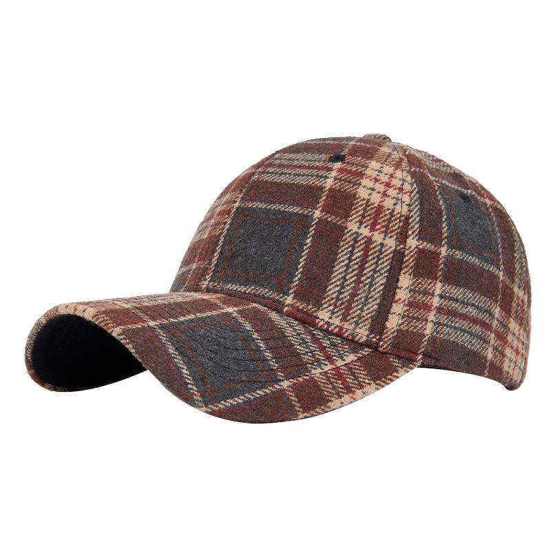Unisex Autumn/Winter Classic Plaid Baseball Cap - Hard Top Duckbill Sun Hat
