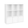 Wooden Storage Bookcase, Freestanding Display Shelf, DVD Rack Bookshelf, with 3 Bottom Cabinets, White