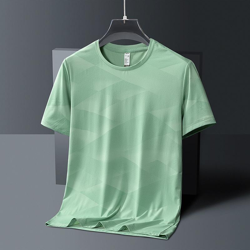 Ice Silk Round Neck T-shirt Medium Fashion Casual Cool Short-sleeved T-shirt For Men