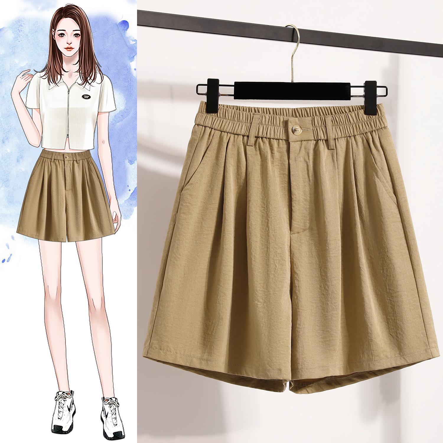 

Dimanaf 2025 Новые Летние Брюки Большого Размера Брюки Шорты Свободные Повседневные Однотонные Базовые Шорты Женские Брюки XL хаки