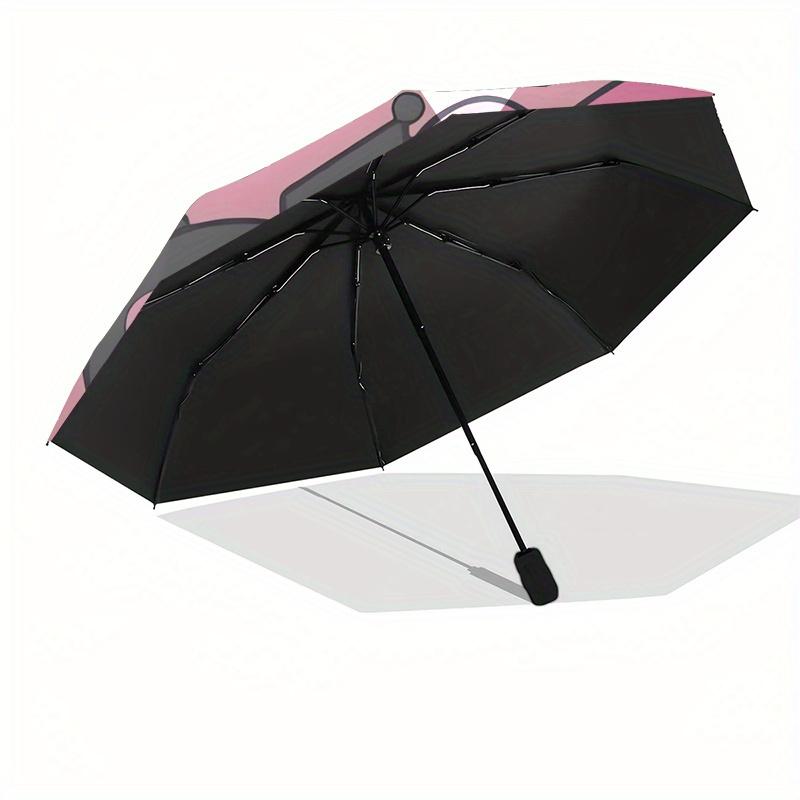 Kuromi, My Melody Automatic Opening and Closing Parasol Compact Travel Umbrella with 8 Ribs for Women and Men Ideal Birthday/Christmas Gift,