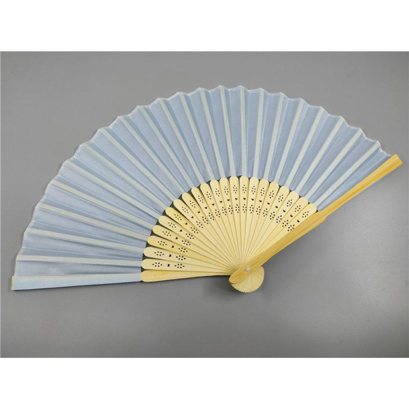 Beige Bamboo and Silk Multi-Color Cloth Fan for Weddings and Gifts