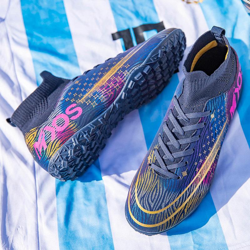 Football Shoes Men's Mandarin Ducks Long Nails High-top Students Artificial Grass Competition Training Shoes