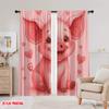 2pcs,2D plane printing Window Curtain Pink Piggy Love Durable Polyester (without rod) Gifts for Living Room & Office Decor