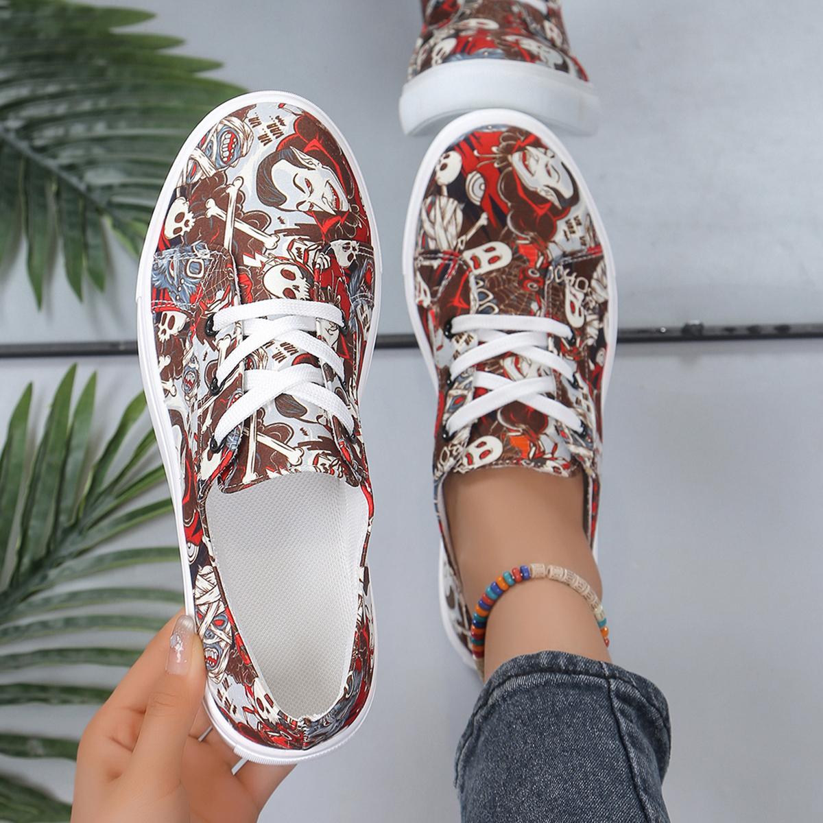 

Мода 2024 года, кроссовки для отдыха с круглым носком и принтом, удобная спортивная обувь с плоской подошвой, Zapatillas Mujer 42 шоколадный