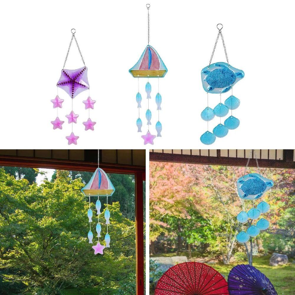Colorful Wind Chime Creative Starfish Turtle Hangings Yard Ornaments Hanging Pendant  Backyard