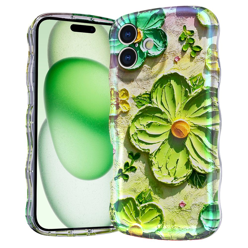 For iPhone 16 Plus Magnetic Case Wave Edge Glitter TPU Phone Back Cover