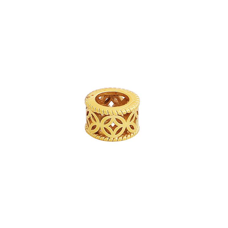 Gold-Plated Retro Coin Color-Retention Beads: Copper Hollow Spacer Beads for DIY Jewelry and Braided Rope Materials.