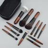 12Pcs Compact Mini Makeup Brush Set Wood Handle Eyeshadow Make Up Kit Lip Liner Brush Set  Travel