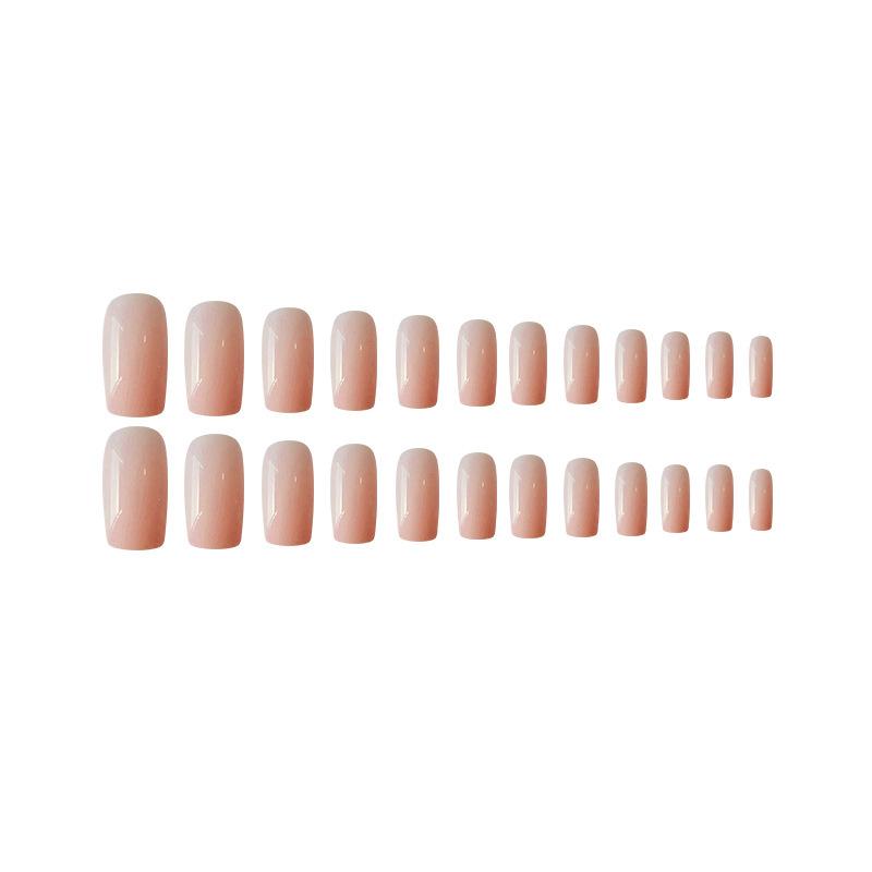 24PCS Wear Solid Color Manicure Detachable Fake Nail Stickers Nude Powder Solid Color Nail Piece Finished DIY Nail Stickers