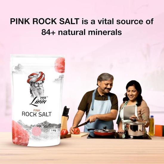 Lunn Natural Himalayan Pink Rock Salt | Sendha Namak | Rich In Minerals | No GMO | Gluten-Free | 1Kg Each | Pack of 2