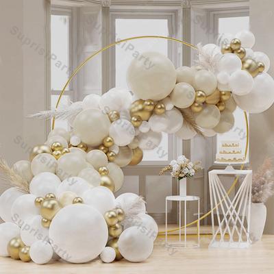 103pcs/set Beige Balloon Garland Kit Sand White Chrome Gold Latex Globos Wedding Decoration Birthday Baby Shower Party