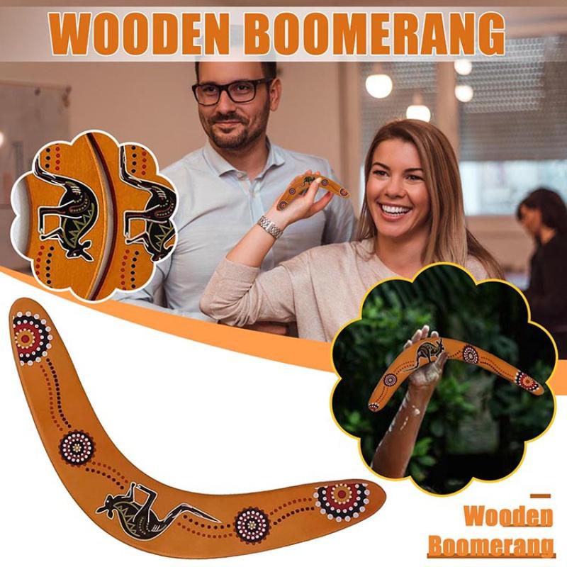 Wooden Sports Throwback V Shaped Boomerang Flying Disc Throw Outdoor Game Toys for Kids Adults Interactive Playing Prop