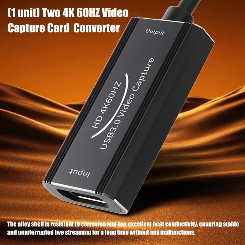 4K Video Capturing Card Type C+USB to HDTV Video Grabber Recorder for Game Camcorder Camera Recording Live Streaming