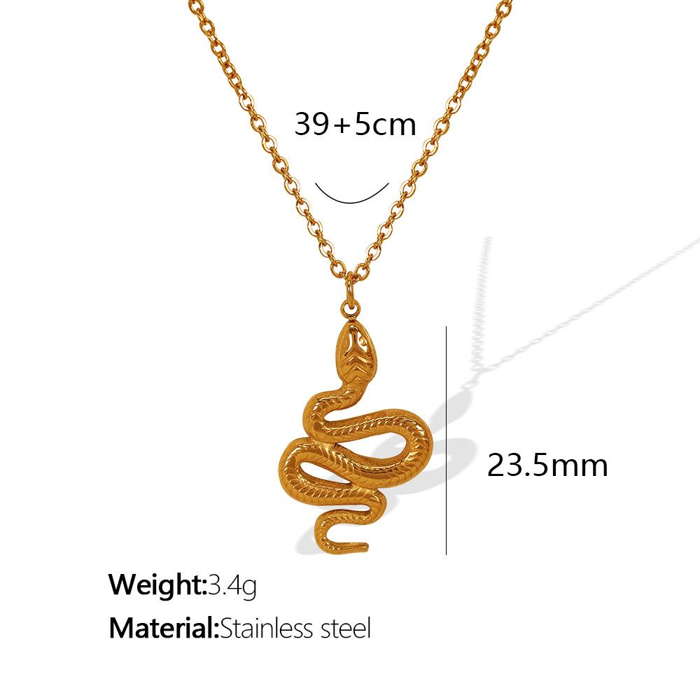 Retro Natural Freshwater Pearl Titanium Steel Snake Pendant Stacked Necklace Personalized Titanium Steel Chain Necklace Women