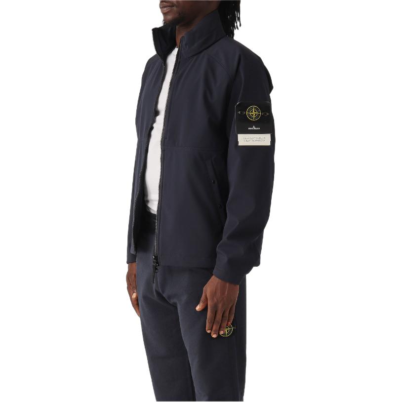 Stone Island Ss25 Zip Logo Stand Collar Long Sleeve Jacket Men jackets Blue K1S154100010S0A22-V0020