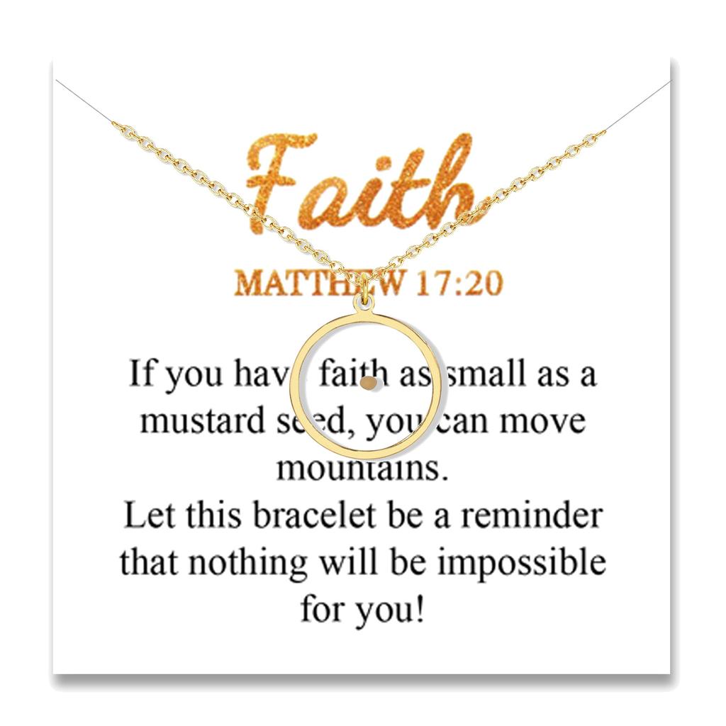 18K Gold Plated Stainless Steel Mountains-Mustard Necklaces Christian Faith Jewelry Mustard Seed Faith Necklace for Women Gifts